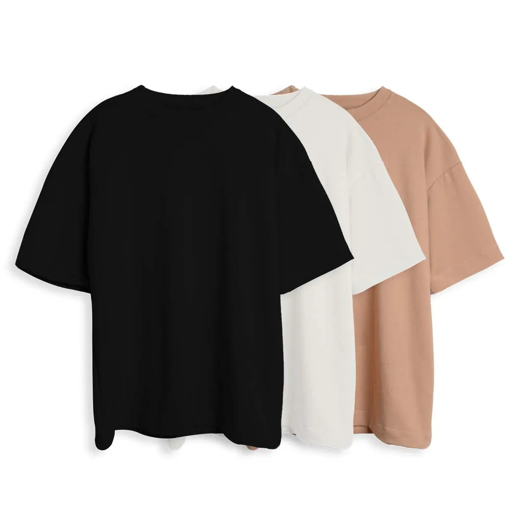 CAMISETA OVERSIZE X3 - (NEGRO, BLANCO, COCOA)