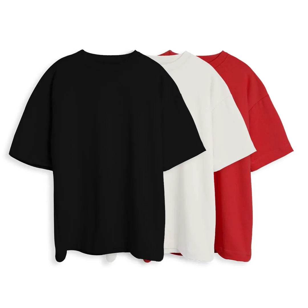 CAMISETA OVERSIZE X3 - (NEGRO, BLANCO, ROJO)