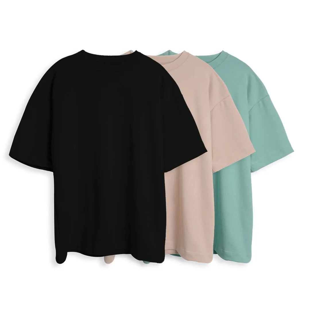 CAMISETA OVERSIZE X3 - (NEGRO, CAMEL, OLIVA)