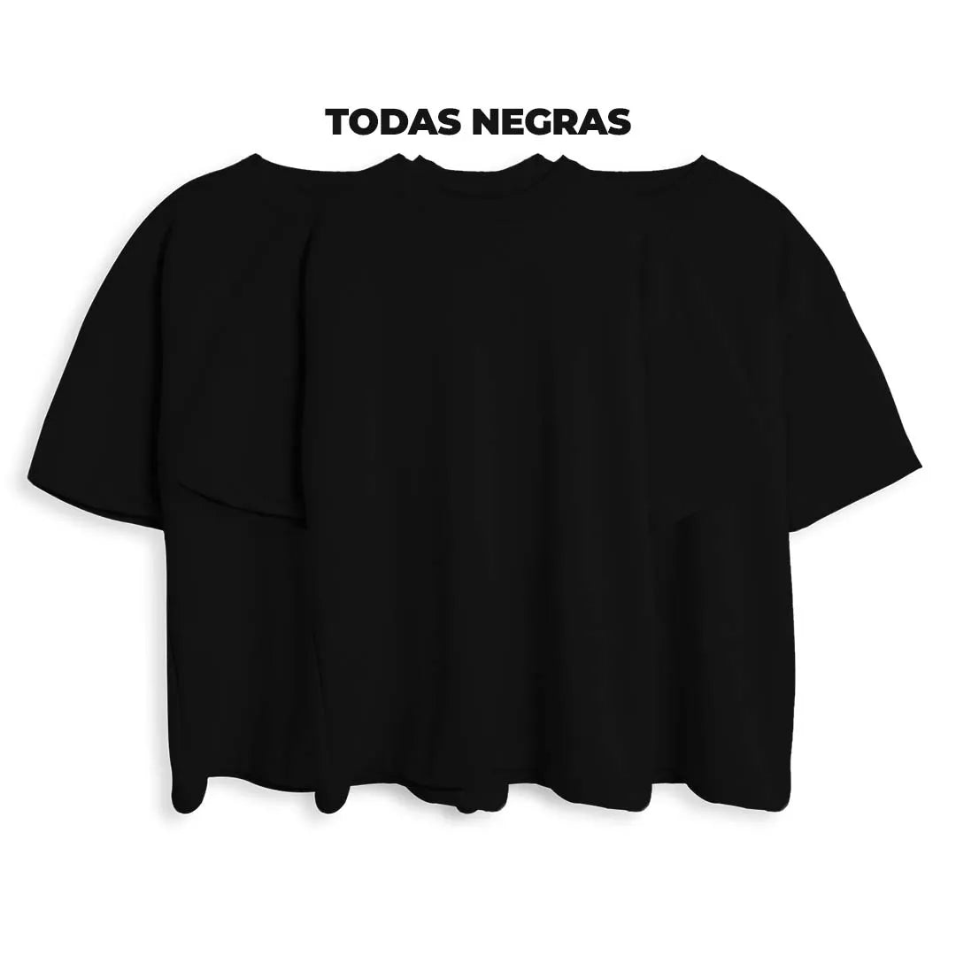 CAMISETA OVERSIZE X3 - (NEGRO, NEGRO, NEGRO)