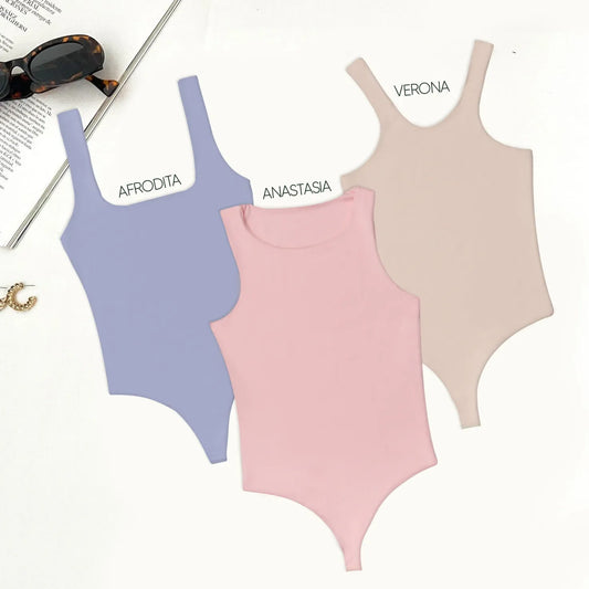 3PACK BODYS - ANASTASIA (ROSADO) AFRODITA (LILA) VERONA (CAMEL)