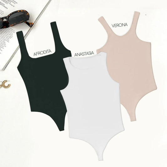 3PACK BODYS - ANASTASIA (BLANCO) AFRODITA (NEGRO) VERONA (CAMEL)